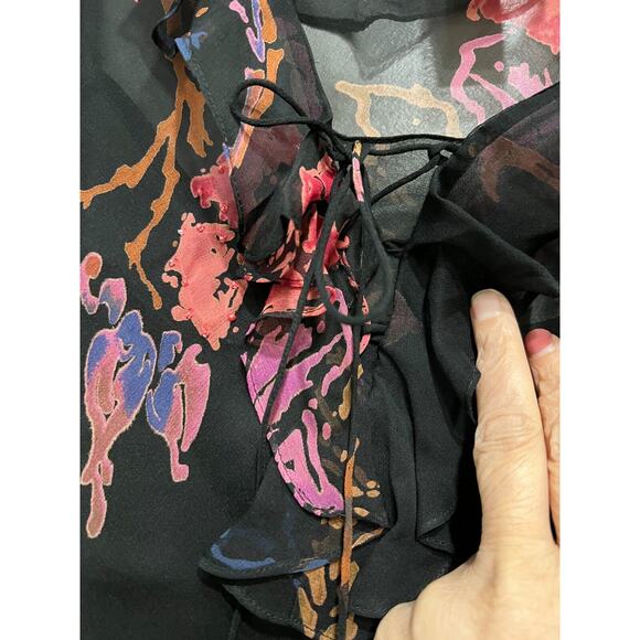 VTG 100% Silk Beaded Tunic Top slip bell sleeves,Whimsical,Y2K grunge size 1X - Picture 4 of 10